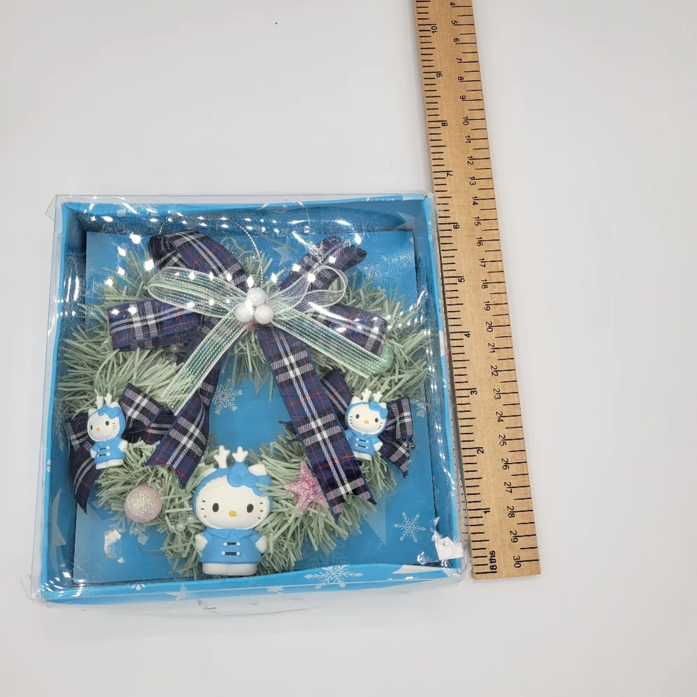 Hello Kitty Heart Wreath Christmas Ornament Sanrio 3 Blue‎ Hello Kitties Vintage